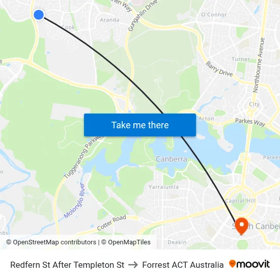 Redfern St After Templeton St to Forrest ACT Australia map