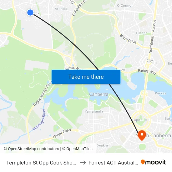 Templeton St Opp Cook Shops to Forrest ACT Australia map