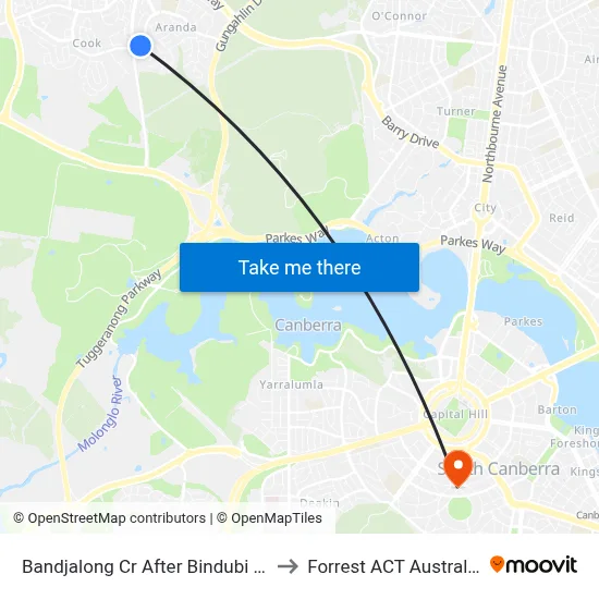 Bandjalong Cr After Bindubi St to Forrest ACT Australia map