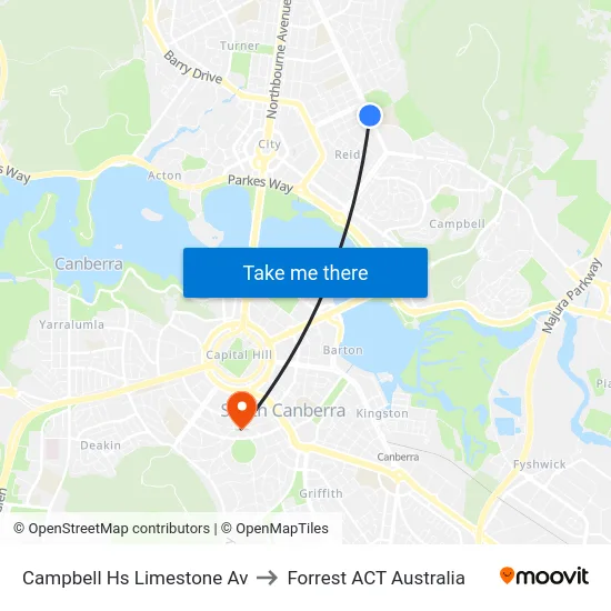 Campbell Hs Limestone Av to Forrest ACT Australia map