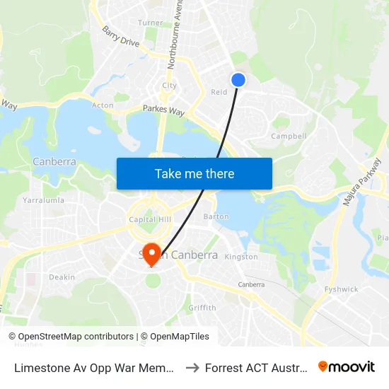 Limestone Av Opp War Memorial to Forrest ACT Australia map