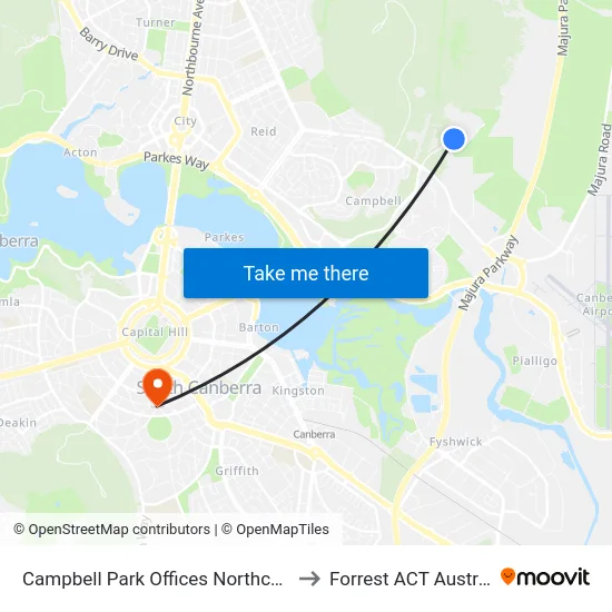 Campbell Park Offices Northcott Dr to Forrest ACT Australia map