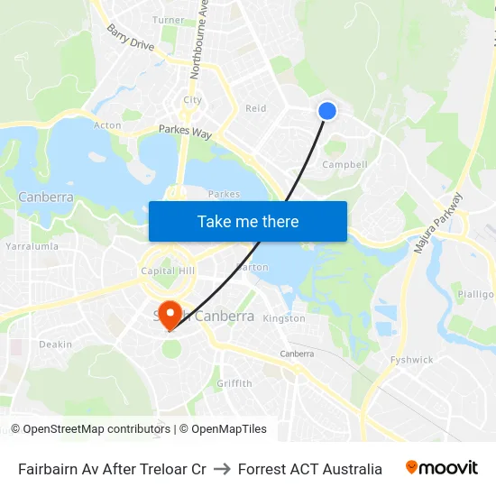 Fairbairn Av After Treloar Cr to Forrest ACT Australia map