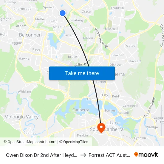 Owen Dixon Dr 2nd After Heydon Cr to Forrest ACT Australia map