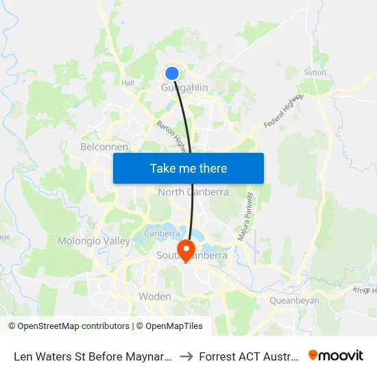 Len Waters St Before Maynard St to Forrest ACT Australia map