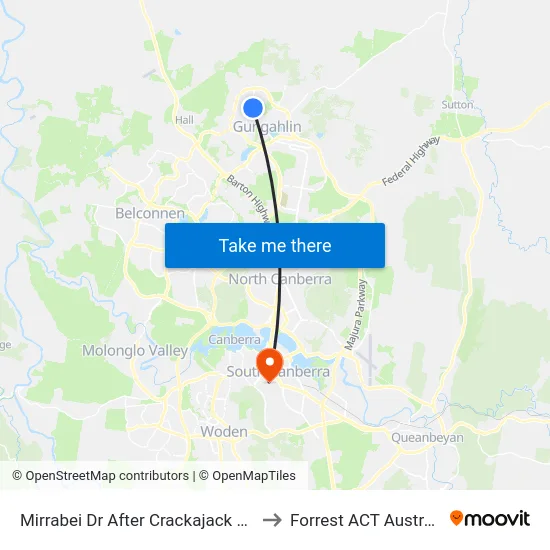 Mirrabei Dr After Crackajack Way to Forrest ACT Australia map