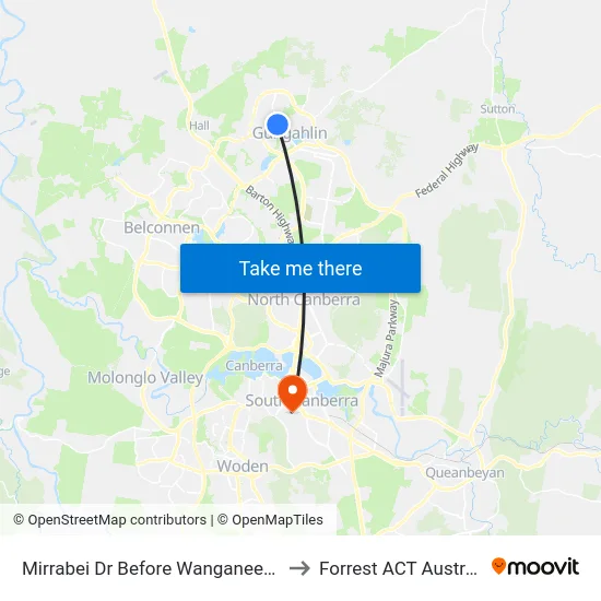 Mirrabei Dr Before Wanganeen Av to Forrest ACT Australia map