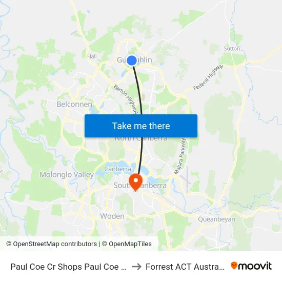 Paul Coe Cr Shops Paul Coe Cr to Forrest ACT Australia map