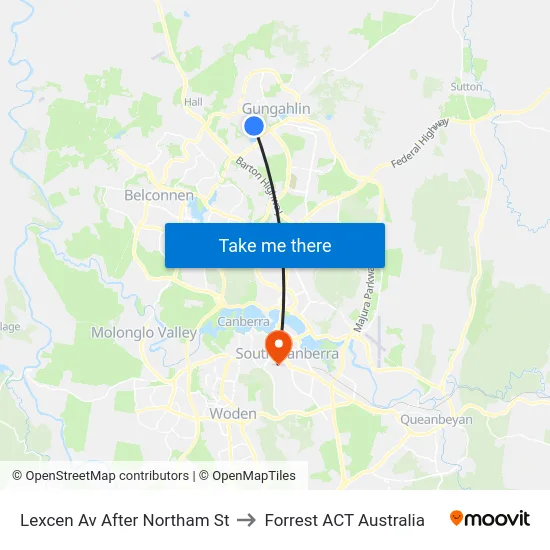 Lexcen Av After Northam St to Forrest ACT Australia map