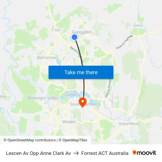 Lexcen Av Opp Anne Clark Av to Forrest ACT Australia map