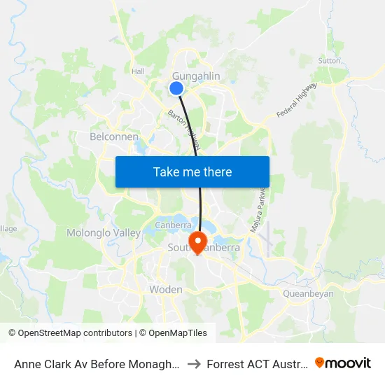 Anne Clark Av Before Monaghan Pl to Forrest ACT Australia map