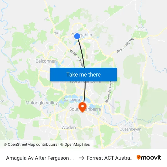 Amagula Av After Ferguson Cct to Forrest ACT Australia map
