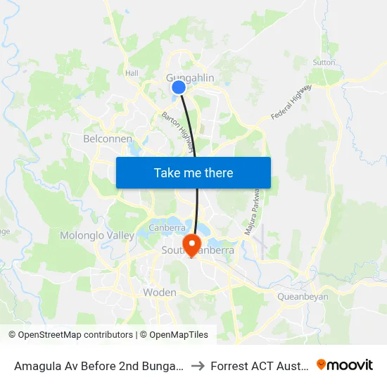 Amagula Av Before 2nd Bungaree Cr to Forrest ACT Australia map