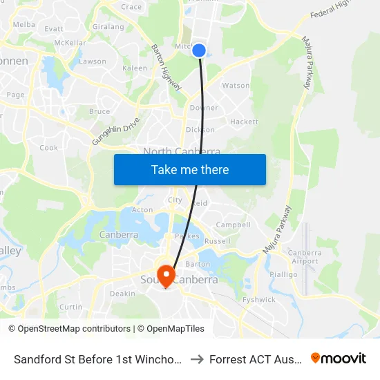 Sandford St Before 1st Winchombe Ct to Forrest ACT Australia map