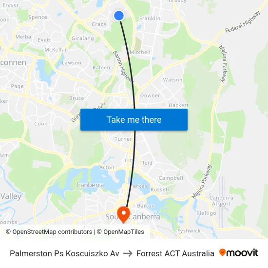 Palmerston Ps Koscuiszko Av to Forrest ACT Australia map