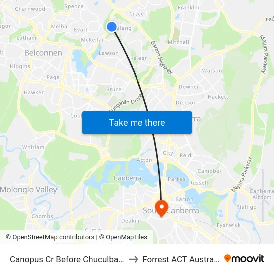 Canopus Cr Before Chuculba Cr to Forrest ACT Australia map