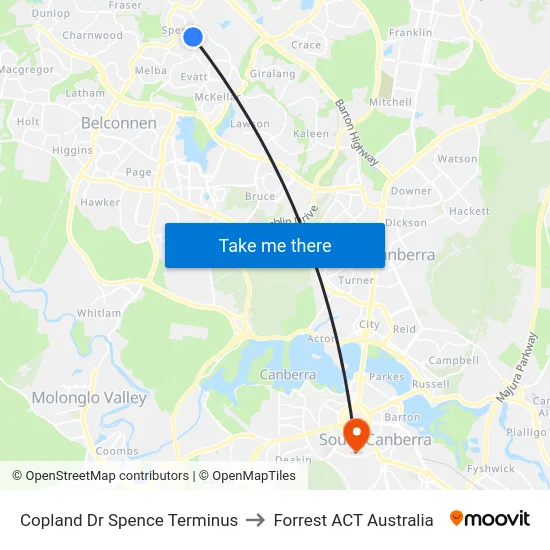 Copland Dr Spence Terminus to Forrest ACT Australia map