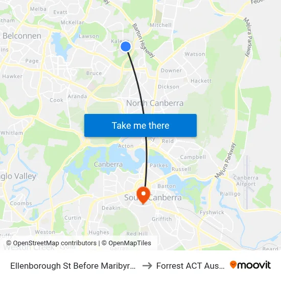 Ellenborough St Before Maribyrnong Av to Forrest ACT Australia map