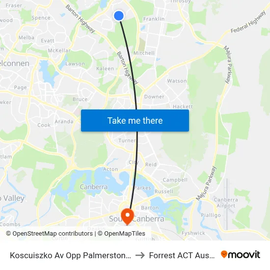 Koscuiszko Av Opp Palmerston Shops to Forrest ACT Australia map