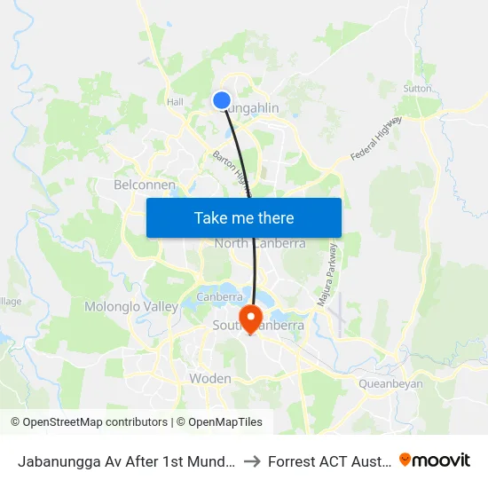 Jabanungga Av After 1st Mundang Cr to Forrest ACT Australia map