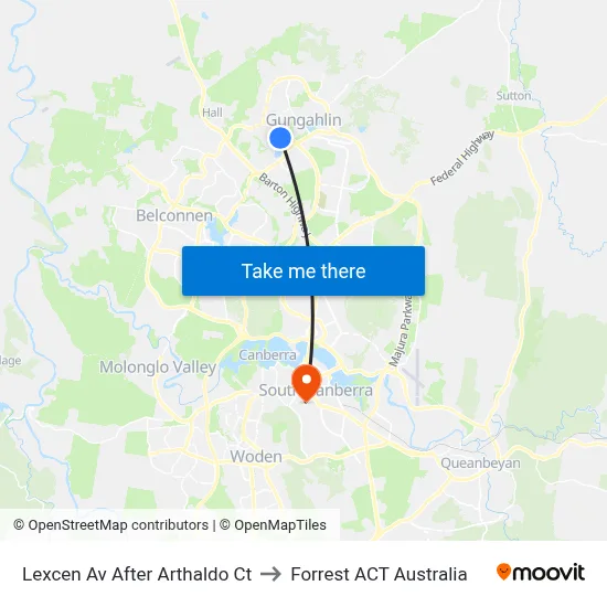Lexcen Av After Arthaldo Ct to Forrest ACT Australia map