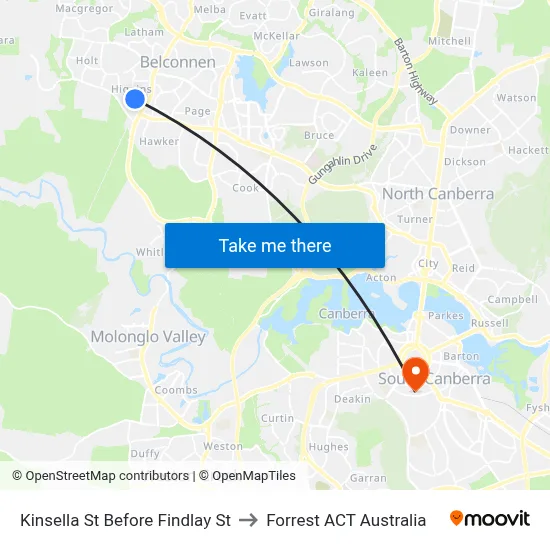 Kinsella St Before Findlay St to Forrest ACT Australia map