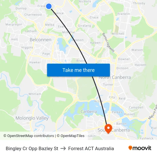 Bingley Cr Opp Bazley St to Forrest ACT Australia map