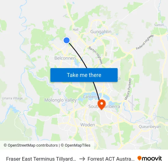 Fraser East Terminus Tillyard Dr to Forrest ACT Australia map