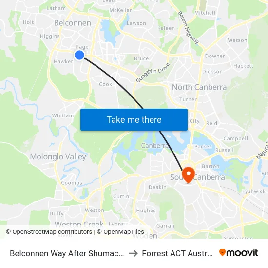 Belconnen Way After Shumack St to Forrest ACT Australia map