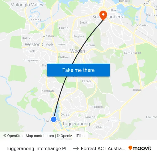 Tuggeranong Interchange Plt 5 to Forrest ACT Australia map