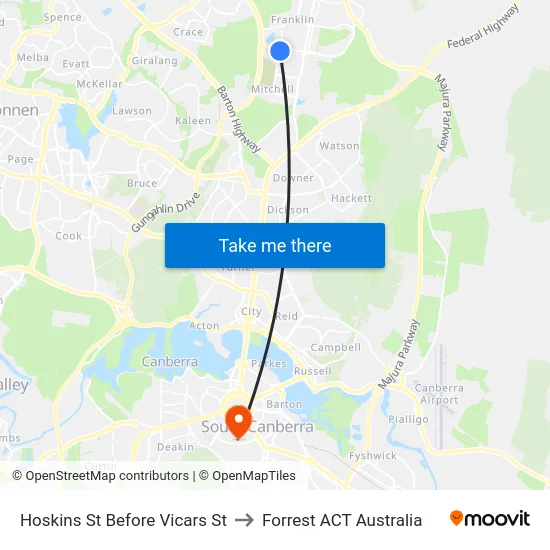 Hoskins St Before Vicars St to Forrest ACT Australia map