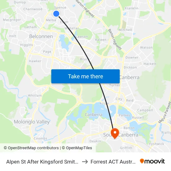 Alpen St After Kingsford Smith Dr to Forrest ACT Australia map