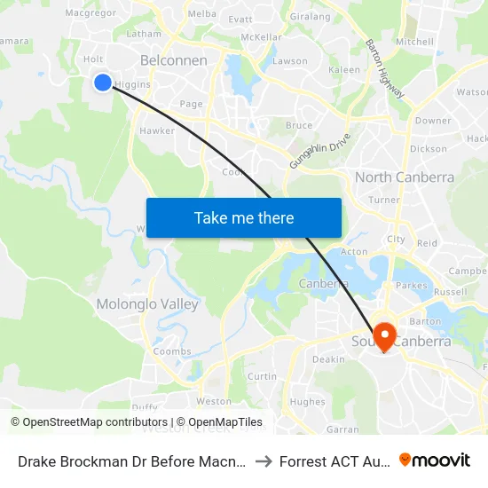 Drake Brockman Dr Before Macnaughton St to Forrest ACT Australia map