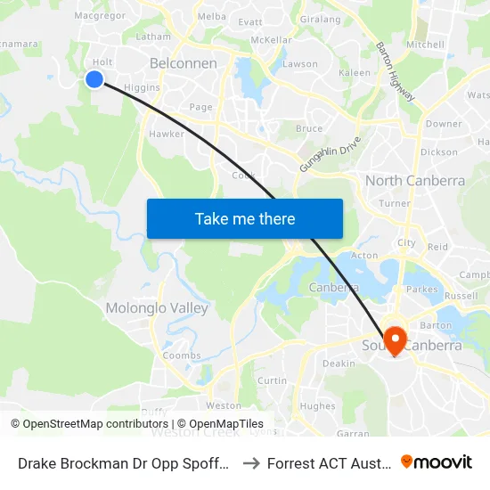Drake Brockman Dr Opp Spofforth St to Forrest ACT Australia map