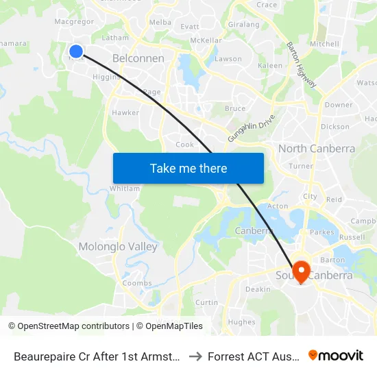 Beaurepaire Cr After 1st Armstrong Cr to Forrest ACT Australia map