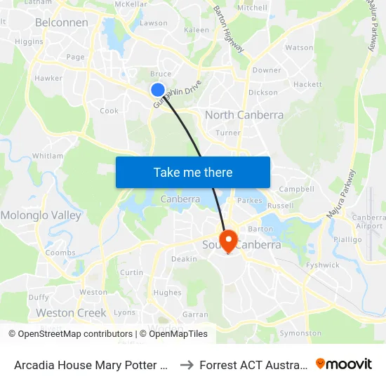 Arcadia House Mary Potter Cct to Forrest ACT Australia map