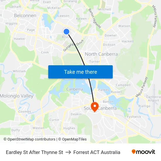 Eardley St After Thynne St to Forrest ACT Australia map
