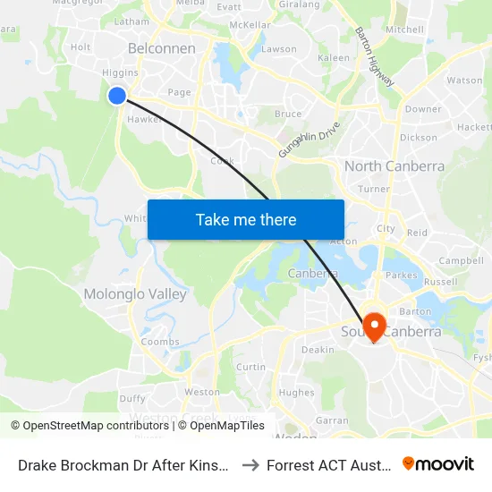 Drake Brockman Dr After Kinsella St to Forrest ACT Australia map