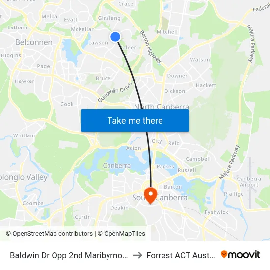 Baldwin Dr Opp 2nd Maribyrnong Av to Forrest ACT Australia map