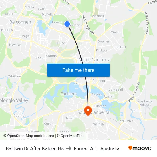 Baldwin Dr After Kaleen Hs to Forrest ACT Australia map
