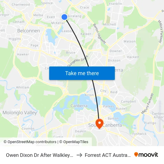 Owen Dixon Dr After Walkley Pl to Forrest ACT Australia map