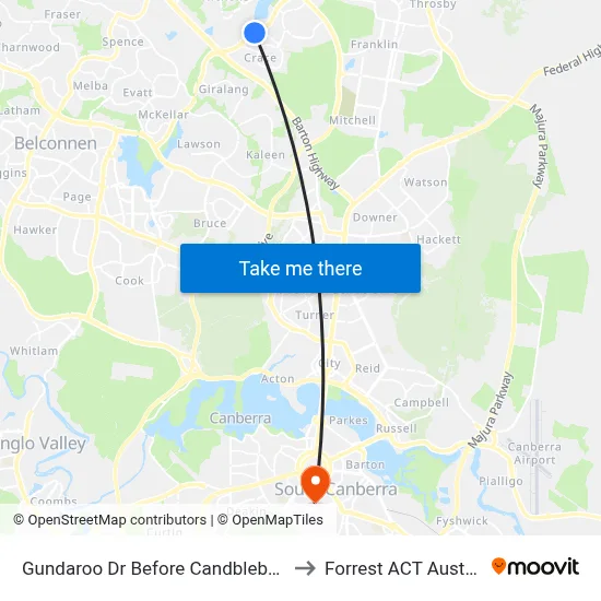 Gundaroo Dr Before Candblebark Cl to Forrest ACT Australia map