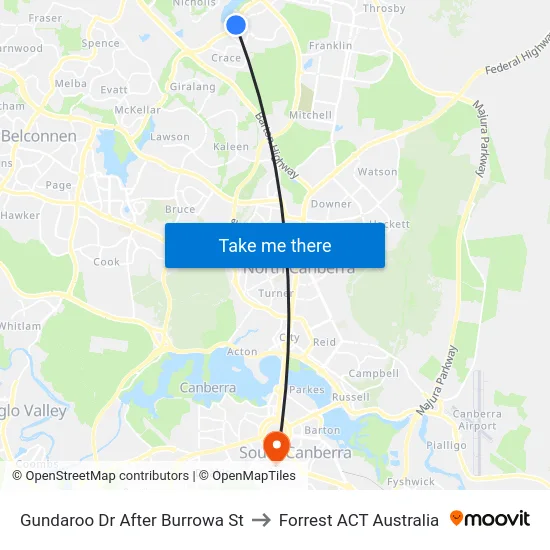 Gundaroo Dr After Burrowa St to Forrest ACT Australia map