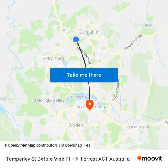 Temperley St Before Vine Pl to Forrest ACT Australia map