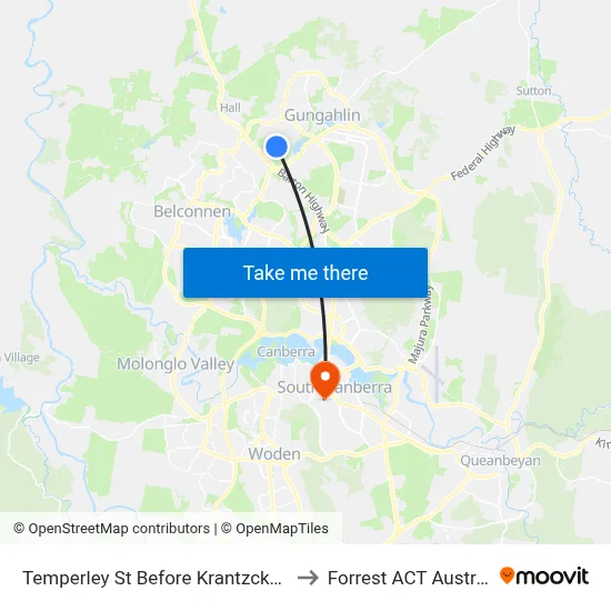 Temperley St Before Krantzcke Cct to Forrest ACT Australia map