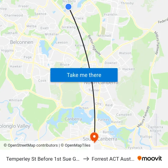 Temperley St Before 1st Sue Geh Cct to Forrest ACT Australia map