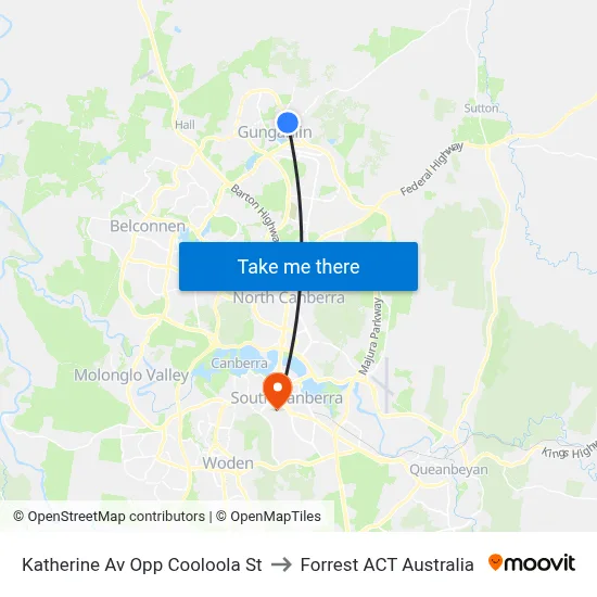 Katherine Av Opp Cooloola St to Forrest ACT Australia map