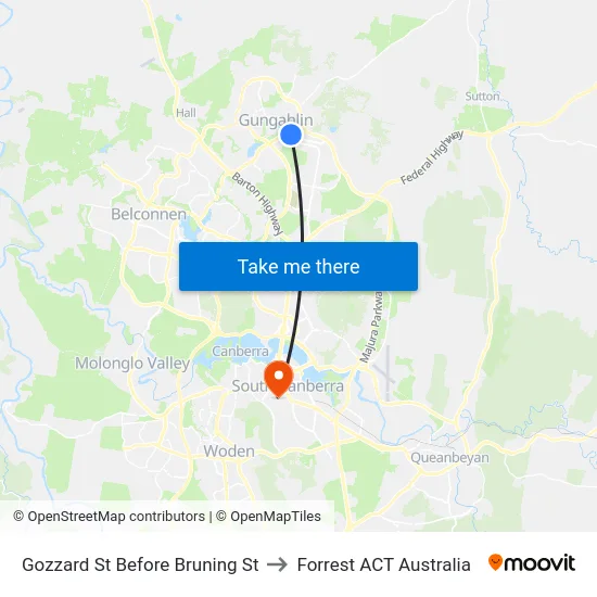 Gozzard St Before Bruning St to Forrest ACT Australia map
