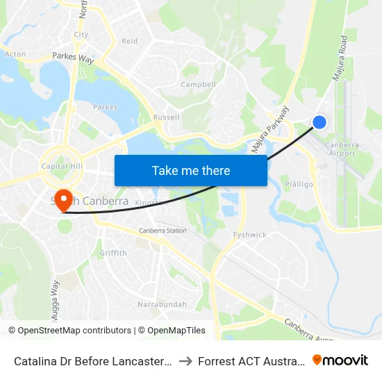 Catalina Dr Before Lancaster Pl to Forrest ACT Australia map
