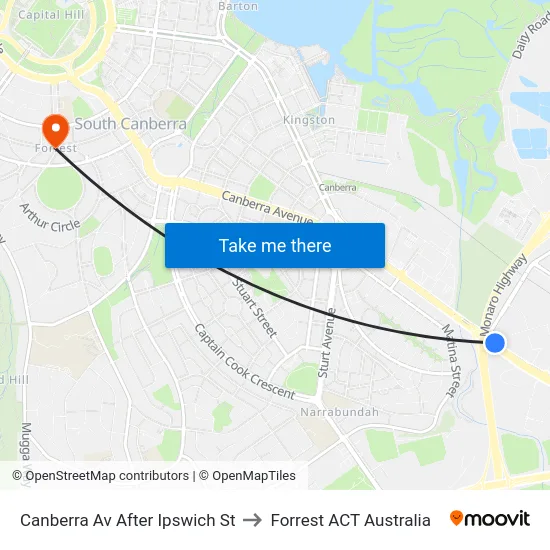 Canberra Av After Ipswich St to Forrest ACT Australia map